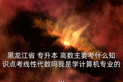 黑龍江省 專升本 高數主要考什么知識點考線性代數嗎我是學計算機專業(yè)的...