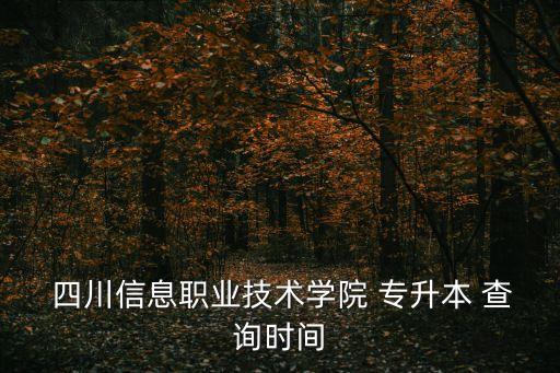  四川信息職業(yè)技術(shù)學(xué)院 專升本 查詢時間