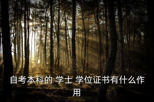 自考本科的 學(xué)士 學(xué)位證書有什么作用