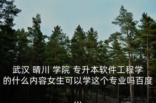 武漢 晴川 學(xué)院 專(zhuān)升本軟件工程學(xué)的什么內(nèi)容女生可以學(xué)這個(gè)專(zhuān)業(yè)嗎百度...