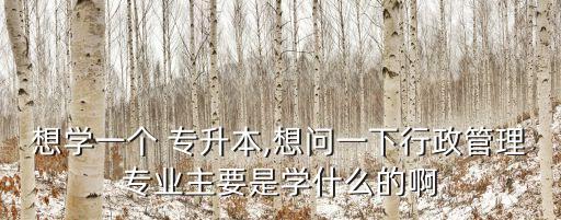 想學(xué)一個(gè) 專升本,想問(wèn)一下行政管理專業(yè)主要是學(xué)什么的啊