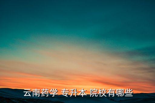  云南藥學 專升本 院校有哪些
