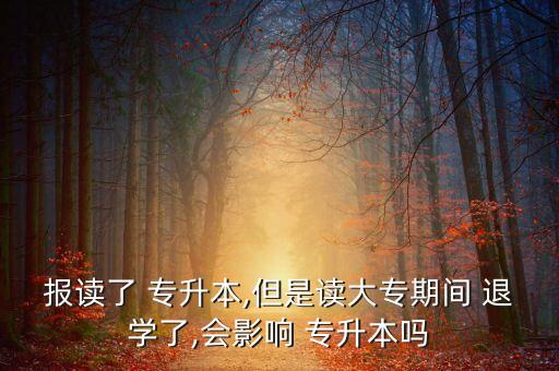 報讀了 專升本,但是讀大專期間 退學(xué)了,會影響 專升本嗎