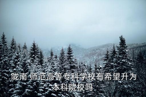  隴南 師范高等?？茖W(xué)校有希望升為本科院校嗎