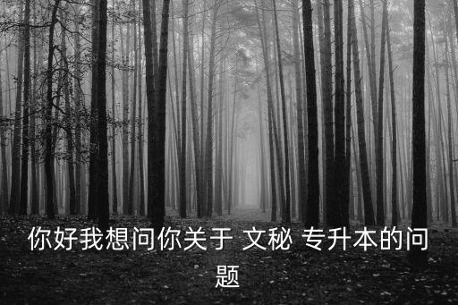 你好我想問你關于 文秘 專升本的問題