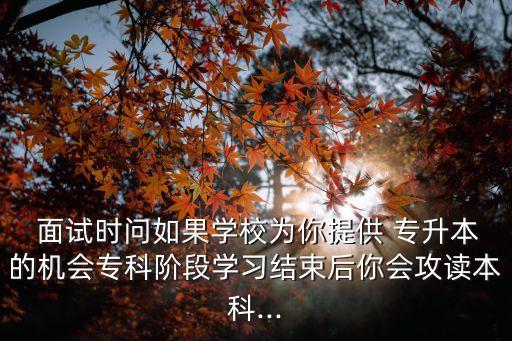  面試時問如果學校為你提供 專升本的機會?？齐A段學習結(jié)束后你會攻讀本科...