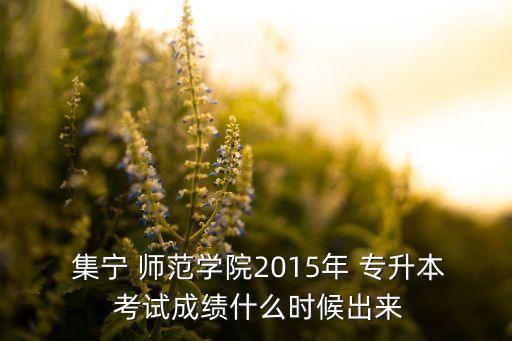  集寧 師范學(xué)院2015年 專升本 考試成績什么時候出來