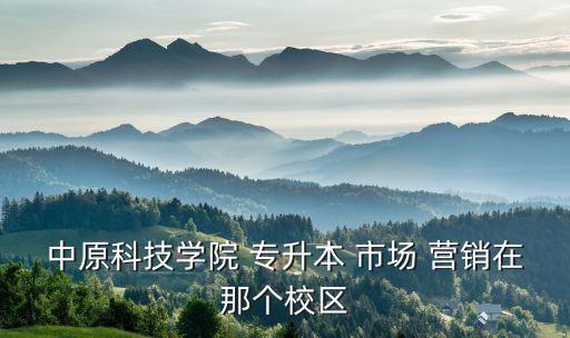 中原科技學(xué)院 專(zhuān)升本 市場(chǎng) 營(yíng)銷(xiāo)在那個(gè)校區(qū)
