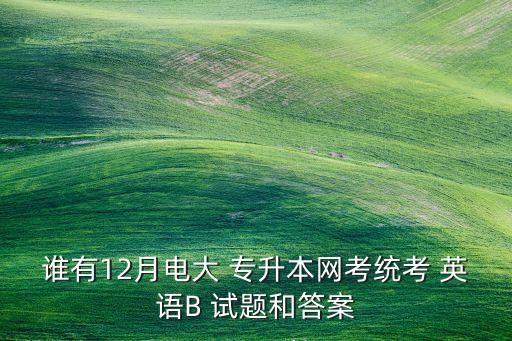 誰有12月電大 專升本網(wǎng)考統(tǒng)考 英語B 試題和答案