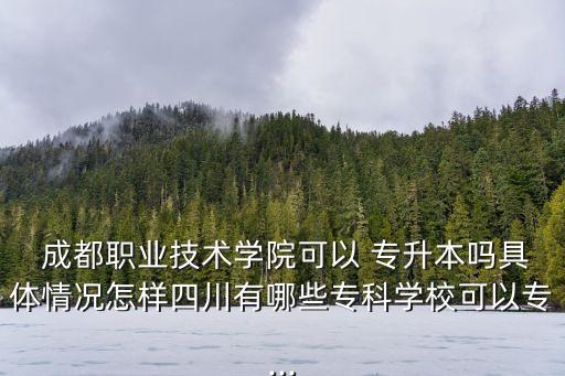  成都職業(yè)技術(shù)學(xué)院可以 專(zhuān)升本嗎具體情況怎樣四川有哪些專(zhuān)科學(xué)?？梢詫?zhuān)...