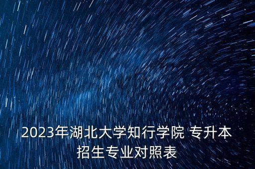 2023年湖北大學知行學院 專升本招生專業(yè)對照表