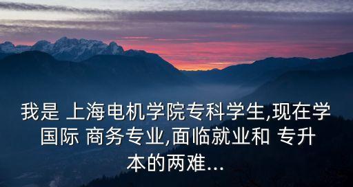 我是 上海電機學(xué)院?？茖W(xué)生,現(xiàn)在學(xué) 國際 商務(wù)專業(yè),面臨就業(yè)和 專升本的兩難...