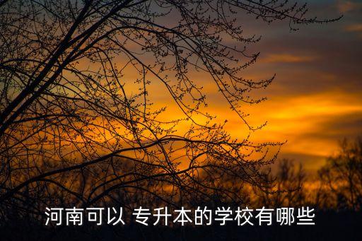 河南可以 專升本的學校有哪些