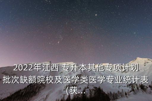 2022年江西 專升本其他專項計劃批次缺額院校及醫(yī)學類醫(yī)學專業(yè)統(tǒng)計表(獲...