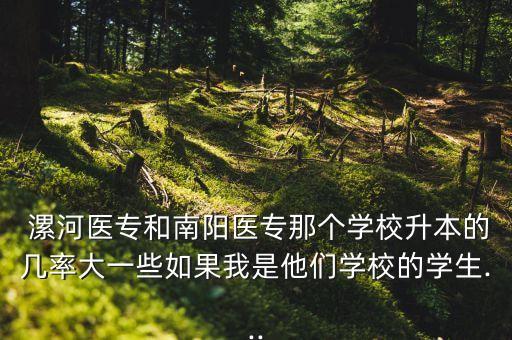  漯河醫(yī)專和南陽醫(yī)專那個(gè)學(xué)校升本的幾率大一些如果我是他們學(xué)校的學(xué)生...