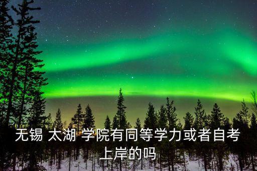 無錫 太湖 學(xué)院有同等學(xué)力或者自考上岸的嗎