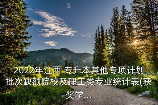2022年江西 專升本其他專項計劃批次缺額院校及理工類專業(yè)統(tǒng)計表(獲獎學...
