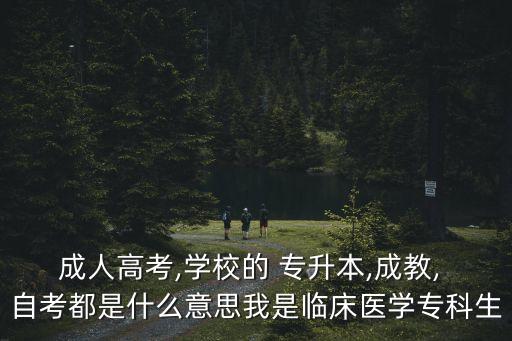 成人高考,學(xué)校的 專升本,成教, 自考都是什么意思我是臨床醫(yī)學(xué)?？粕? class=