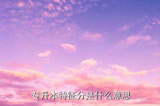  專升本特征分是什么意思