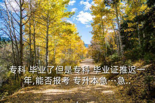 ?？?畢業(yè)了但是?？?畢業(yè)證推遲一年,能否報考 專升本急···急...