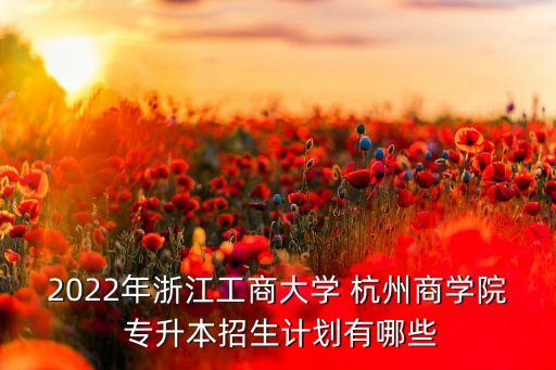 2022年浙江工商大學 杭州商學院 專升本招生計劃有哪些