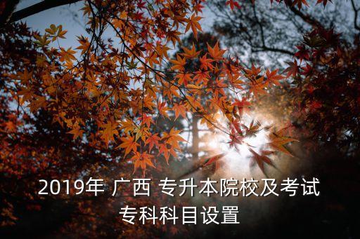 2019年 廣西 專升本院校及考試?？瓶颇吭O(shè)置