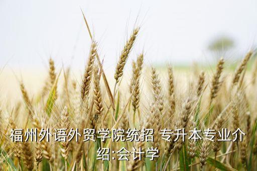 福州外語(yǔ)外貿(mào)學(xué)院統(tǒng)招 專(zhuān)升本專(zhuān)業(yè)介紹:會(huì)計(jì)學(xué)