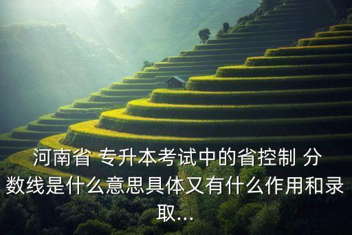  河南省 專升本考試中的省控制 分數線是什么意思具體又有什么作用和錄取...