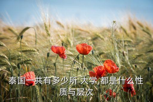 泰國一共有多少所 大學(xué),都是什么性質(zhì)與層次