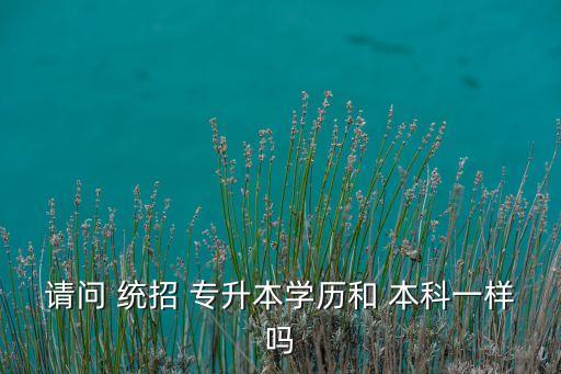 請問 統(tǒng)招 專升本學歷和 本科一樣嗎