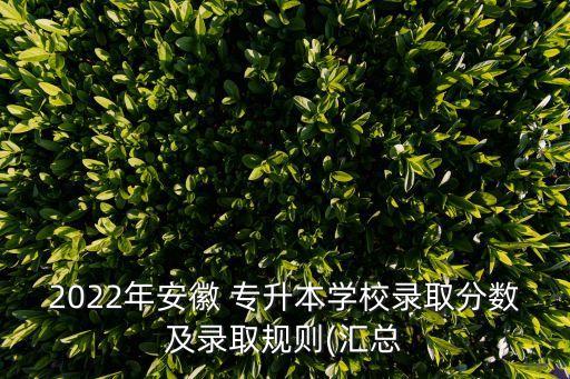 2022年安徽 專(zhuān)升本學(xué)校錄取分?jǐn)?shù)及錄取規(guī)則(匯總