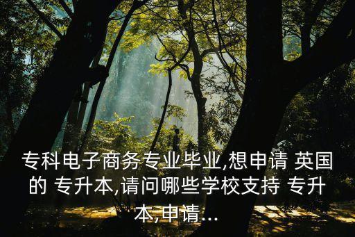 專科電子商務(wù)專業(yè)畢業(yè),想申請(qǐng) 英國(guó)的 專升本,請(qǐng)問哪些學(xué)校支持 專升本,申請(qǐng)...