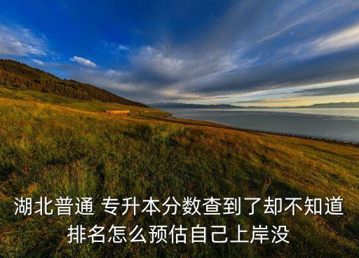 湖北普通 專升本分數查到了卻不知道排名怎么預估自己上岸沒