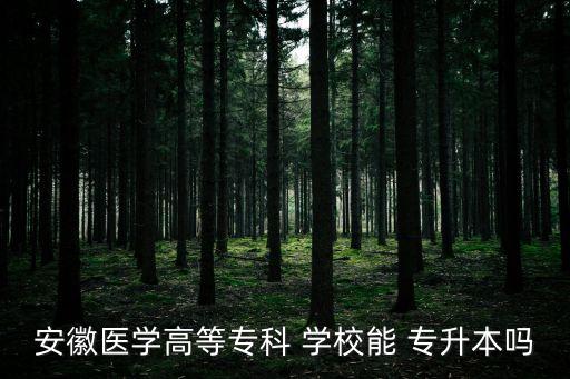 安徽醫(yī)學高等?？?學校能 專升本嗎