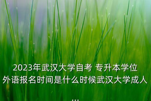 2023年武漢大學(xué)自考 專升本學(xué)位外語報(bào)名時間是什么時候武漢大學(xué)成人...