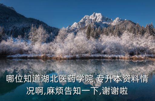 哪位知道湖北醫(yī)藥學(xué)院 專升本資料情況啊,麻煩告知一下,謝謝啦