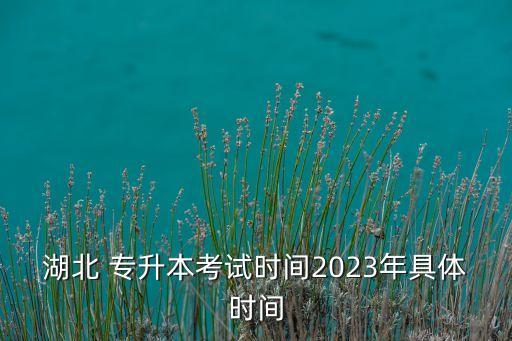 湖北 專升本考試時間2023年具體時間