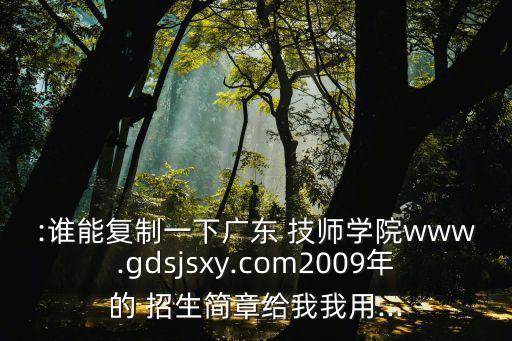 :誰能復(fù)制一下廣東 技師學(xué)院www.gdsjsxy.com2009年的 招生簡章給我我用...