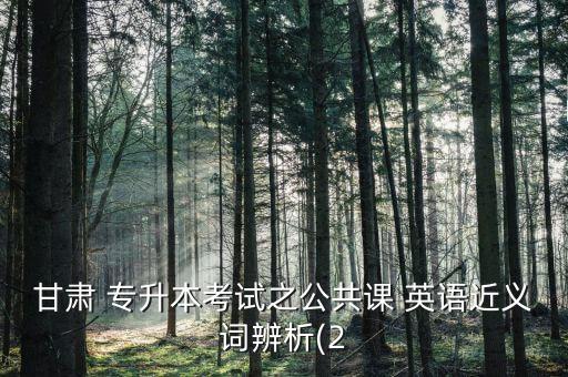 甘肅 專(zhuān)升本考試之公共課 英語(yǔ)近義詞辨析(2