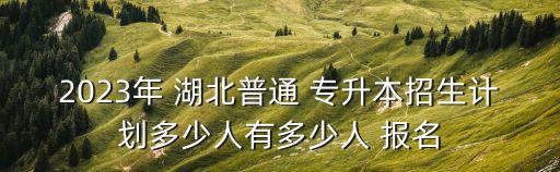 2023年 湖北普通 專升本招生計劃多少人有多少人 報名