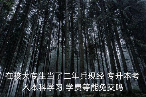 在校大專生當(dāng)了二年兵現(xiàn)經(jīng) 專升本考入本科學(xué)習(xí) 學(xué)費等能免交嗎