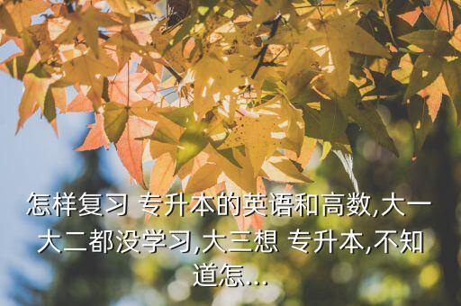 怎樣復(fù)習(xí) 專升本的英語(yǔ)和高數(shù),大一大二都沒(méi)學(xué)習(xí),大三想 專升本,不知道怎...