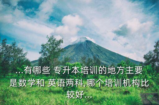 ...有哪些 專升本培訓(xùn)的地方主要是數(shù)學(xué)和 英語兩科,哪個(gè)培訓(xùn)機(jī)構(gòu)比較好...