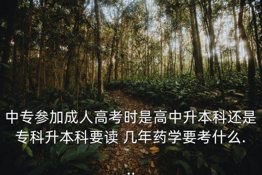 中專參加成人高考時(shí)是高中升本科還是?？粕究埔x 幾年藥學(xué)要考什么...