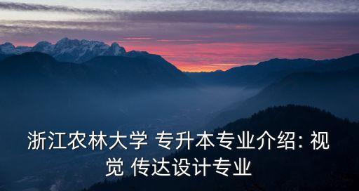 浙江農(nóng)林大學(xué) 專升本專業(yè)介紹: 視覺(jué) 傳達(dá)設(shè)計(jì)專業(yè)