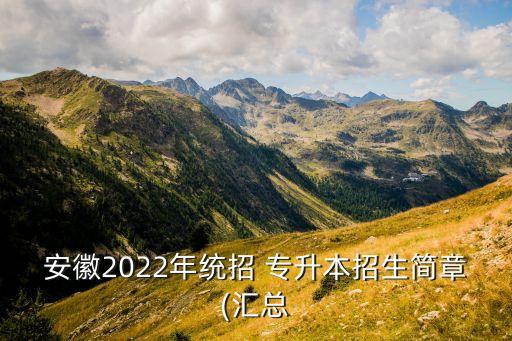 安徽2022年統(tǒng)招 專升本招生簡章(匯總