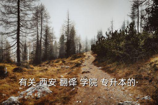 有關(guān) 西安 翻譯 學院 專升本的···