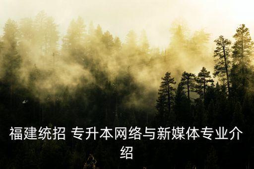 福建統(tǒng)招 專升本網(wǎng)絡(luò)與新媒體專業(yè)介紹