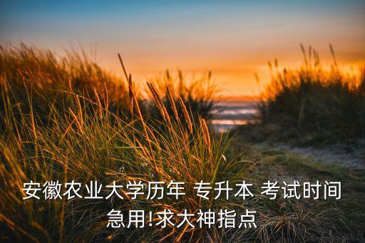 安徽農(nóng)業(yè)大學(xué)歷年 專升本 考試時間急用!求大神指點