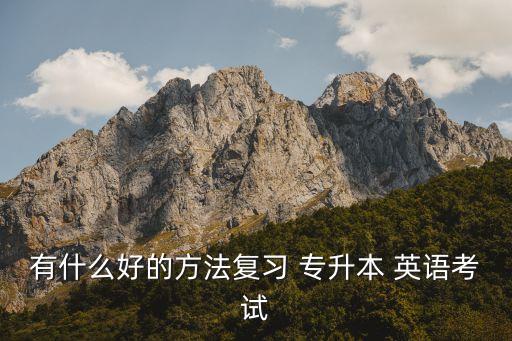 有什么好的方法復習 專升本 英語考試